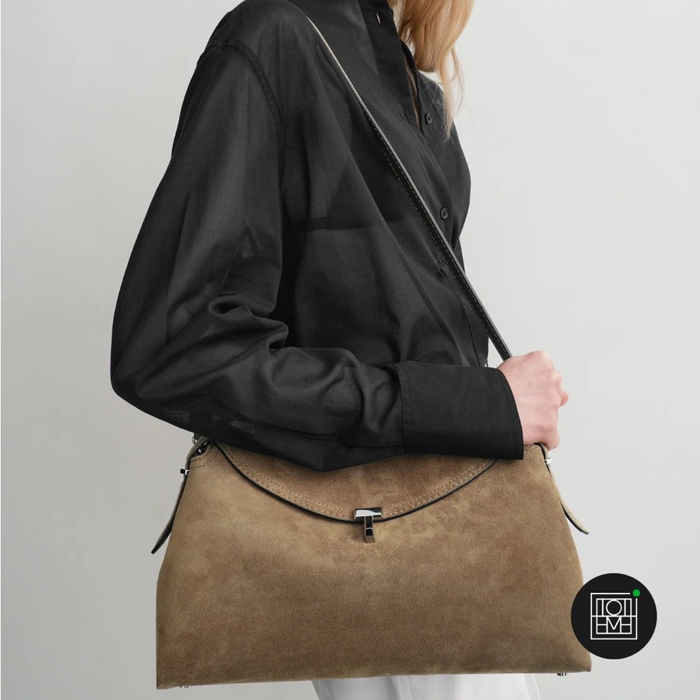 Toteme T lock suede top handle bag - Picture 4 of 9